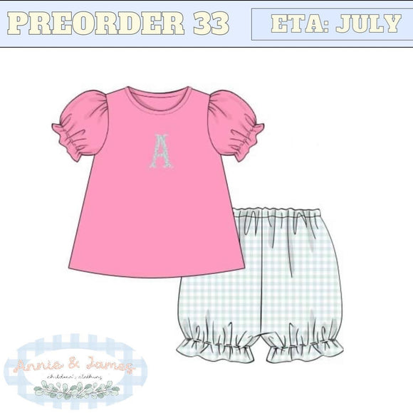 Girl's Pink French Knot Short Set