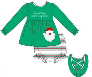 Girl’s Appliqué Santa Diaper Set