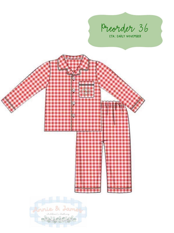 Boy's Red Gingham Pajama Set