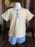 Boy's Yellow Stripe & Blue Short Set