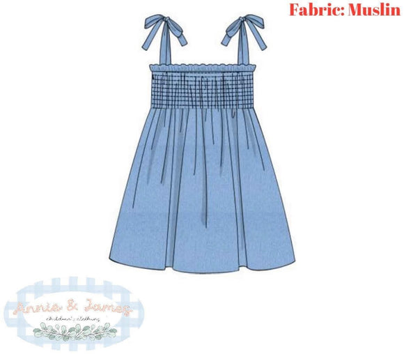 Girls Blue Muslin Dress