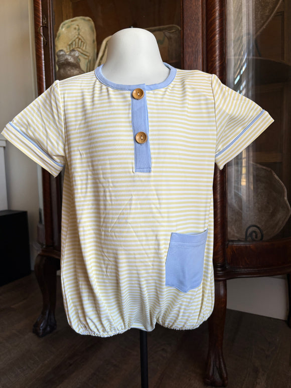 Boy's Yellow Stripe & Blue Bubble