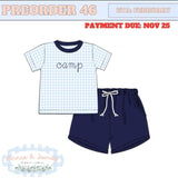 Boy's Baby Blue Gingham & Navy Short Set