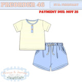 Boy's Yellow Stripe & Blue Short Set